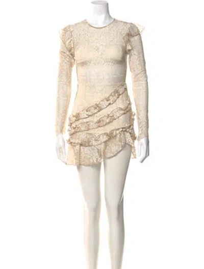 Pre-owned Majorelle Lace Pattern Mini Dress In Neutral