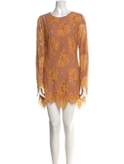 Pre-owned Majorelle Lace Pattern Mini Dress In Orange