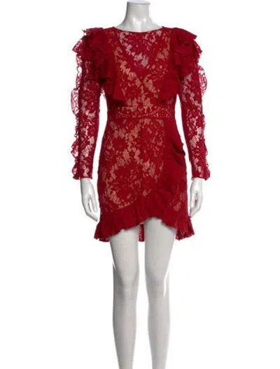 Pre-owned Majorelle Lace Pattern Mini Dress In Red