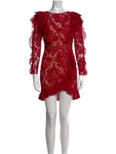 Pre-owned Majorelle Lace Pattern Mini Dress In Red