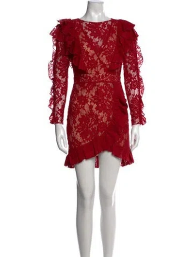 Pre-owned Majorelle Lace Pattern Mini Dress W/ Tags In Red