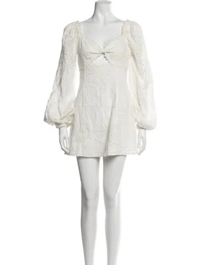 Pre-owned Majorelle Lace Pattern Mini Dress In White