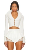 Majorelle Laurel Faux Fur Shawl Cardigan In Ivory