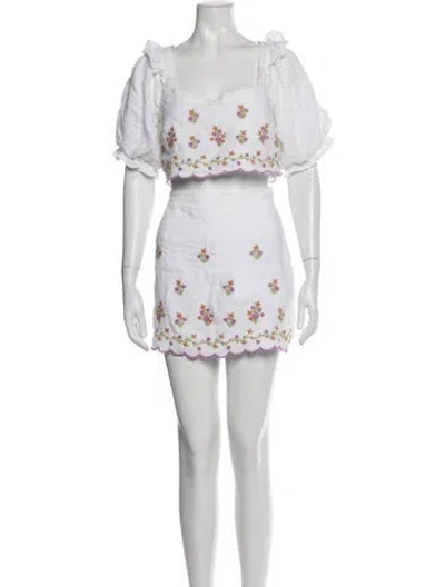 Pre-owned Majorelle Linen Floral Print Skirt Set In Gray