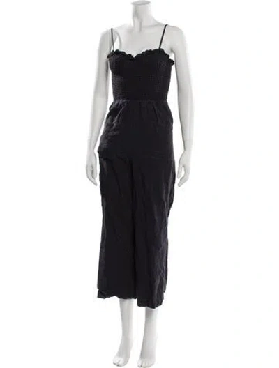 Pre-owned Majorelle Linen Square Neckline Jumpsuit In Black