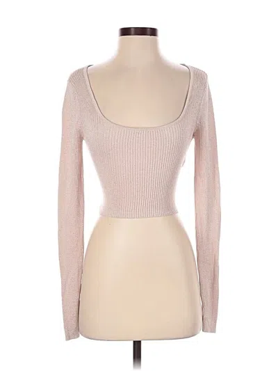 Pre-owned Majorelle Long Sleeve Top Tan Square Neckline Tops In Brown