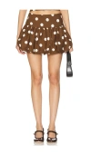 Majorelle Luana Mini Skirt In Brown & Ivory Dot