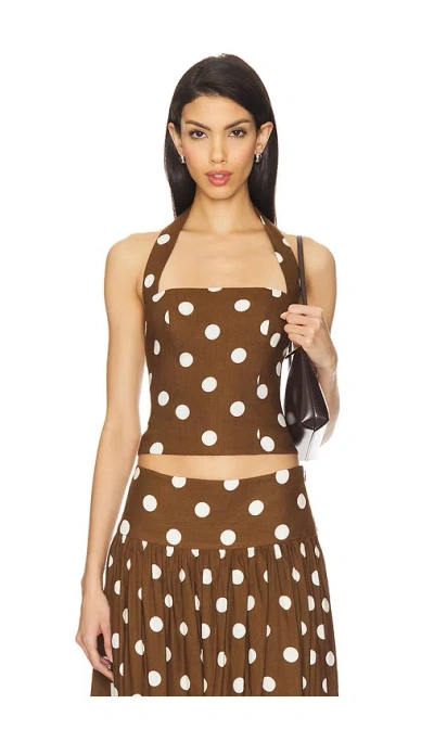 Majorelle Luana Top In Brown & Ivory Dot