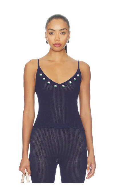 Majorelle Lucassia Textured Embroidered Tank In Blue