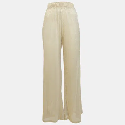 Majorelle Metallic Lurex Knit Sheer Wide-leg Pants In Neutral