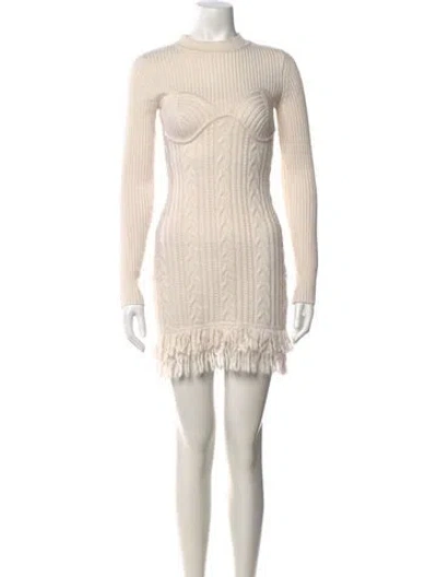 Pre-owned Majorelle Mock Neck Mini Dress In Neutrals