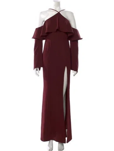 Pre-owned Majorelle Off-the-shoulder Long Dress In Burgundy
