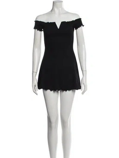 Pre-owned Majorelle Off-the-shoulder Mini Dress In Black