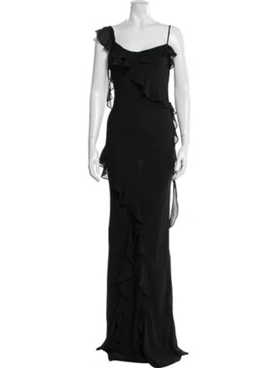 Pre-owned Majorelle One-shoulder Long Dress In Black