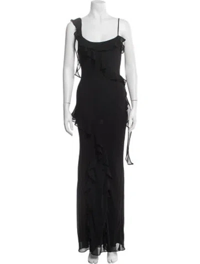 Pre-owned Majorelle One-shoulder Long Dress In Black