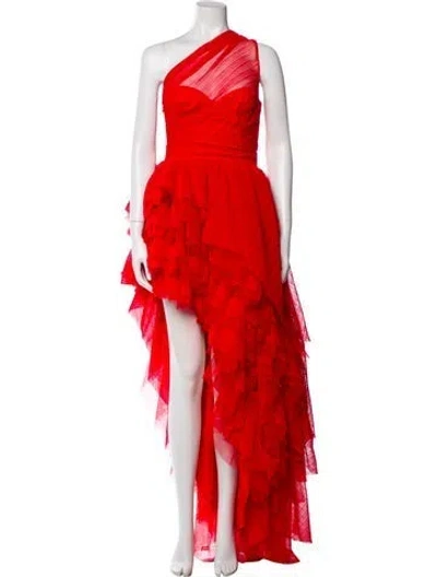 Pre-owned Majorelle One-shoulder Long Dress In Red