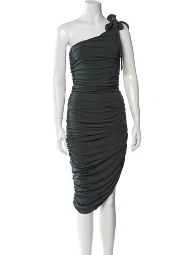 Pre-owned Majorelle One-shoulder Midi Length Dress In Green