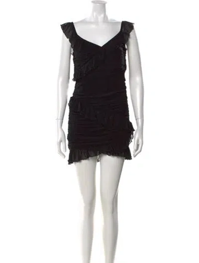 Pre-owned Majorelle One-shoulder Mini Dress In Black