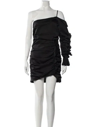 Pre-owned Majorelle One-shoulder Mini Dress In Black