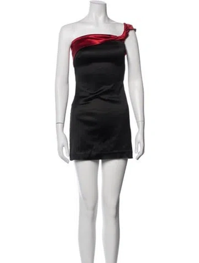 Pre-owned Majorelle One-shoulder Mini Dress In Black