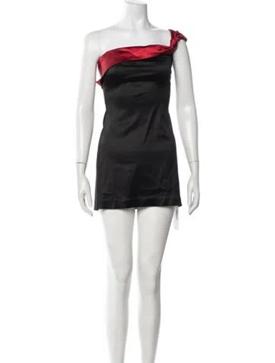 Pre-owned Majorelle One-shoulder Mini Dress In Black