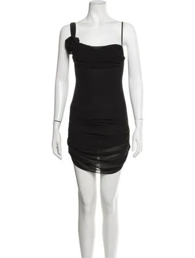 Pre-owned Majorelle One-shoulder Mini Dress In Black