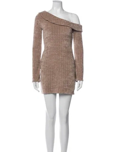 Pre-owned Majorelle One-shoulder Mini Dress In Brown