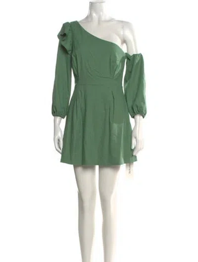 Pre-owned Majorelle One-shoulder Mini Dress In Green