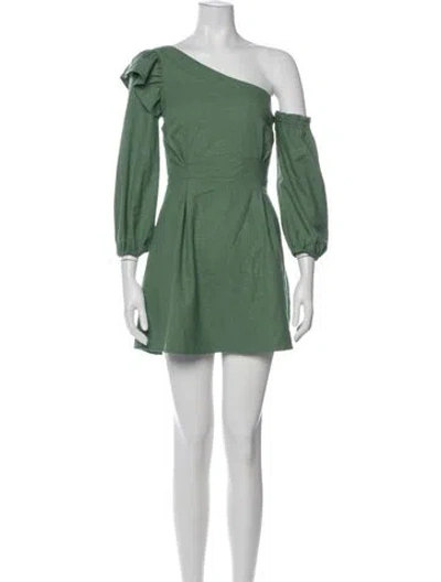 Pre-owned Majorelle One-shoulder Mini Dress In Green