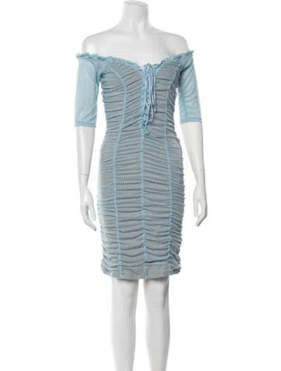 Pre-owned Majorelle Patterned Knee-length Dress In Blue