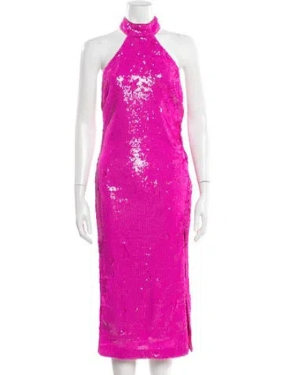 Pre-owned Majorelle Patterned Midi Length Dress In Pink