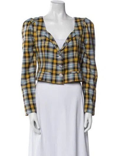 Pre-owned Majorelle Plaid Print Blazer In Blue