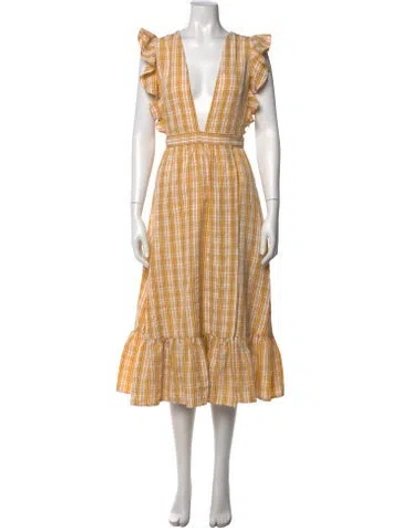 Pre-owned Majorelle Plaid Print Midi Length Dress In Multicolor