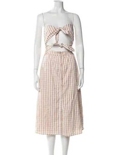 Pre-owned Majorelle Plaid Print Midi Length Dress W/ Tags In Neutral