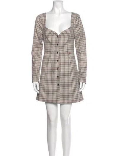 Pre-owned Majorelle Plaid Print Mini Dress In Neutral