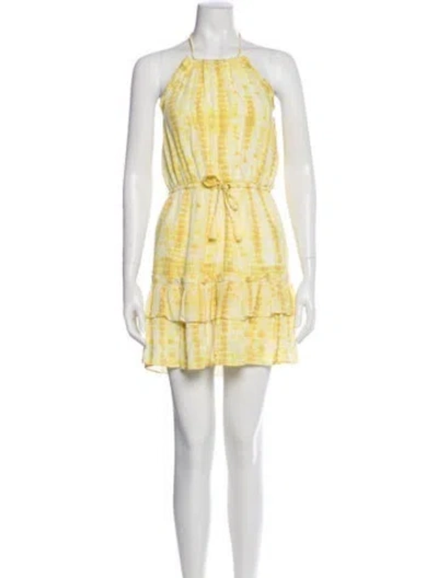 Pre-owned Majorelle Plaid Print Mini Dress In Yellow