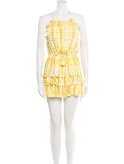 Pre-owned Majorelle Plaid Print Mini Dress In Yellow