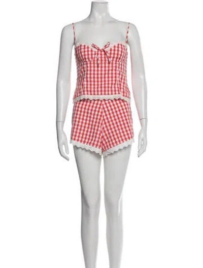 Pre-owned Majorelle Plaid Print Short Set In White