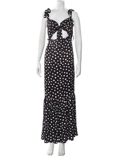 Pre-owned Majorelle Polka Dot Print Long Dress In Brown