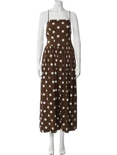 Pre-owned Majorelle Polka Dot Print Long Dress W/ Tags In Brown
