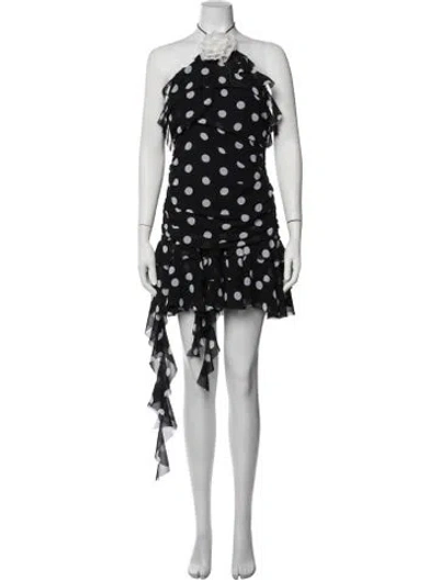 Pre-owned Majorelle Polka Dot Print Mini Dress In Black