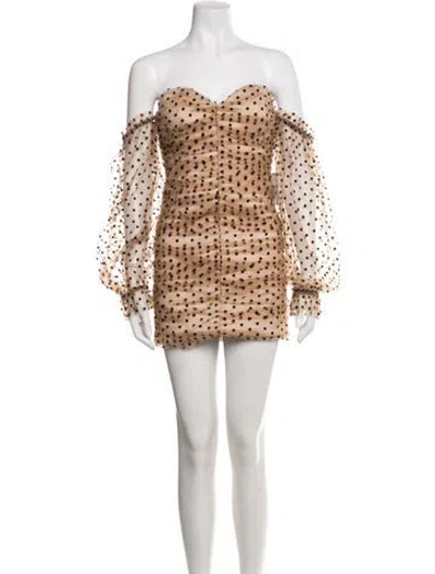 Pre-owned Majorelle Polka Dot Print Mini Dress In Brown
