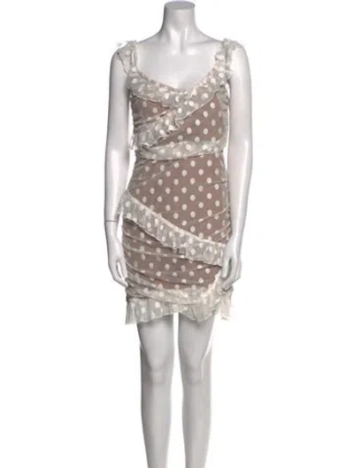 Pre-owned Majorelle Polka Dot Print Mini Dress In Neutral
