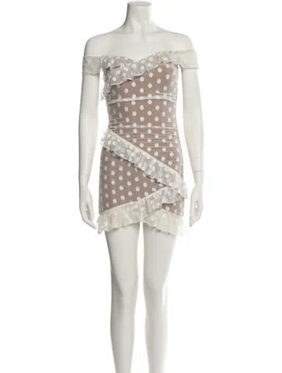 Pre-owned Majorelle Polka Dot Print Mini Dress In Neutral