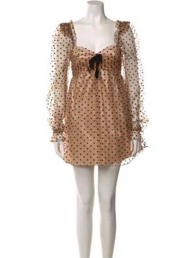 Pre-owned Majorelle Polka Dot Print Mini Dress In Neutral