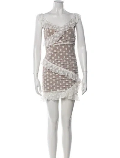 Pre-owned Majorelle Polka Dot Print Mini Dress W/ Tags In Neutrals