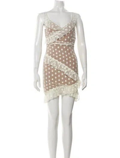 Pre-owned Majorelle Polka Dot Print Mini Dress In White