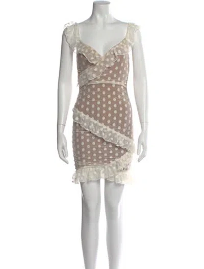 Pre-owned Majorelle Polka Dot Print Mini Dress In White