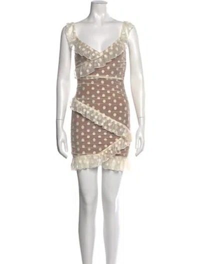 Pre-owned Majorelle Polka Dot Print Mini Dress In White