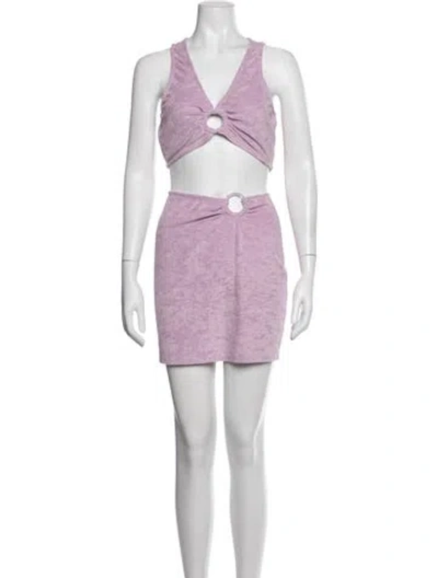 Pre-owned Majorelle Printed Cutout Accent Skirt Set In Purple